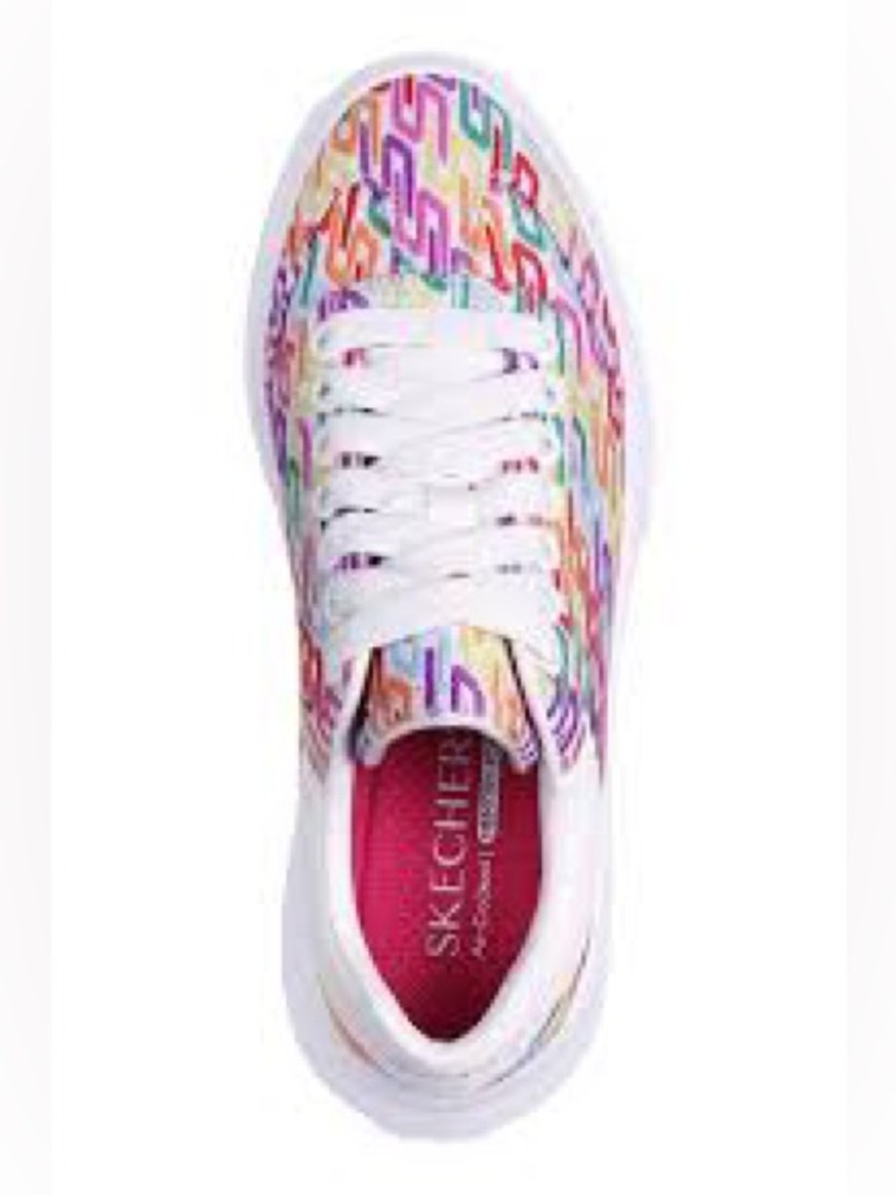 Skechers White Sneakers with Rainbow 'S' Logo Pattern - Picture 2 of 7